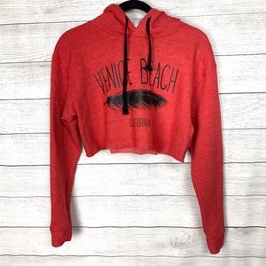 Venice Beach CA Red Cropped Hoodie
